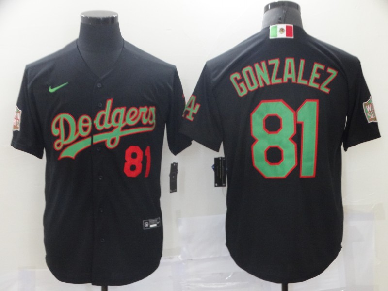 Men's Los Angeles Dodgers Victor Gonzalez #81 Black Baseball Jersey